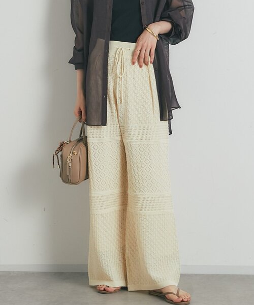 un dix cors（アンディコール）の「《上品でフェミニン》透かし柄ドロストニットパンツ（その他パンツ・レディース・グリーン/アイボリー/ブラック・FREE）」の18枚目の写真