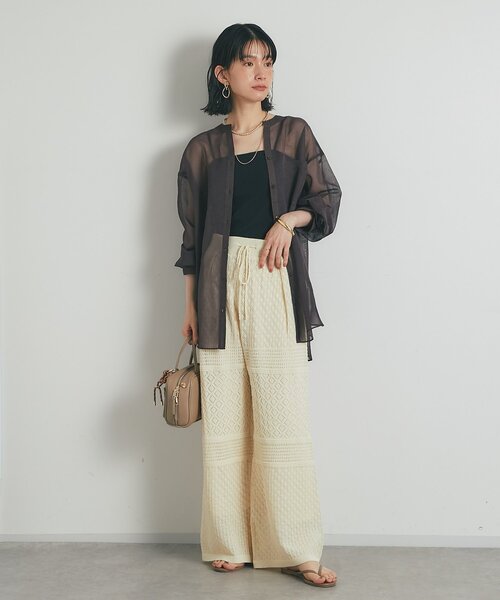 un dix cors（アンディコール）の「《上品でフェミニン》透かし柄ドロストニットパンツ（その他パンツ・レディース・グリーン/アイボリー/ブラック・FREE）」の19枚目の写真