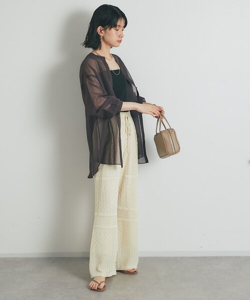 un dix cors（アンディコール）の「《上品でフェミニン》透かし柄ドロストニットパンツ（その他パンツ・レディース・グリーン/アイボリー/ブラック・FREE）」の20枚目の写真