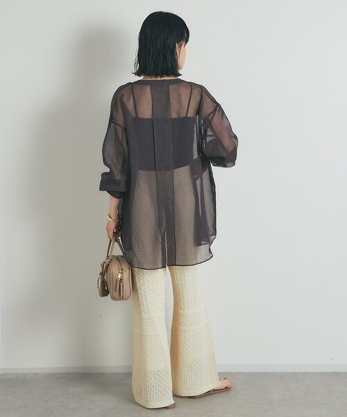 un dix cors（アンディコール）の「《上品でフェミニン》透かし柄ドロストニットパンツ（その他パンツ・レディース・グリーン/アイボリー/ブラック・FREE）」の21枚目の写真