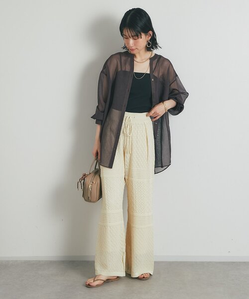 un dix cors（アンディコール）の「《上品でフェミニン》透かし柄ドロストニットパンツ（その他パンツ・レディース・グリーン/アイボリー/ブラック・FREE）」の22枚目の写真