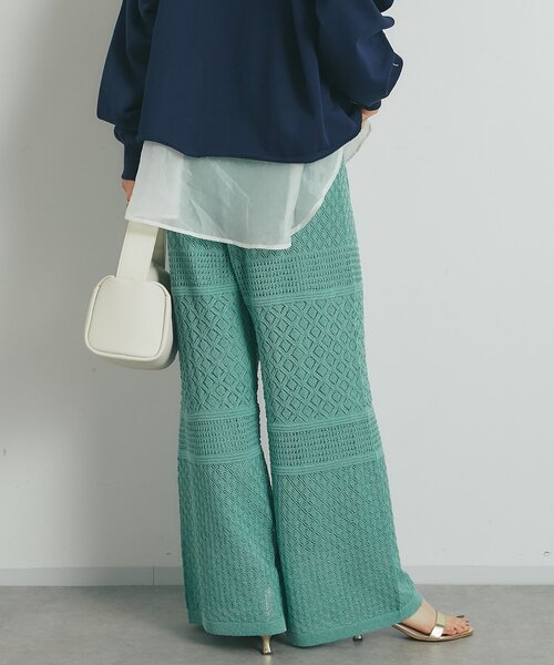 un dix cors（アンディコール）の「《上品でフェミニン》透かし柄ドロストニットパンツ（その他パンツ・レディース・グリーン/アイボリー/ブラック・FREE）」の7枚目の写真