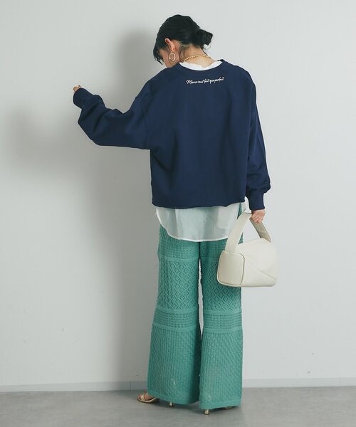 un dix cors（アンディコール）の「《上品でフェミニン》透かし柄ドロストニットパンツ（その他パンツ・レディース・グリーン/アイボリー/ブラック・FREE）」の10枚目の写真