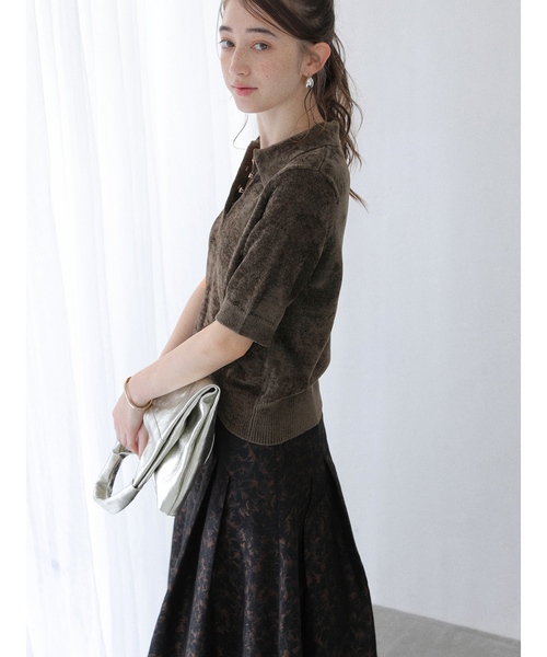 La TOTALITE（ラトータリテ）の「【洗える】ベロアハーフスリーブニット（ニット/セーター・レディース・ベージュ/ネイビー/ブラウン・FREE）」の9枚目の写真