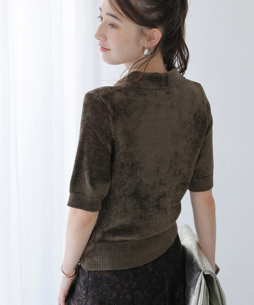 La TOTALITE（ラトータリテ）の「【洗える】ベロアハーフスリーブニット（ニット/セーター・レディース・ベージュ/ネイビー/ブラウン・FREE）」の10枚目の写真