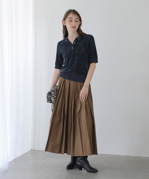 La TOTALITE（ラトータリテ）の「【洗える】ベロアハーフスリーブニット（ニット/セーター・レディース・ベージュ/ネイビー/ブラウン・FREE）」の17枚目の写真