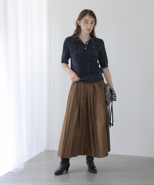 La TOTALITE（ラトータリテ）の「【洗える】ベロアハーフスリーブニット（ニット/セーター・レディース・ベージュ/ネイビー/ブラウン・FREE）」の18枚目の写真