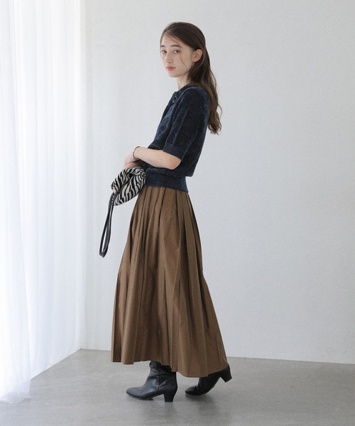 La TOTALITE（ラトータリテ）の「【洗える】ベロアハーフスリーブニット（ニット/セーター・レディース・ベージュ/ネイビー/ブラウン・FREE）」の19枚目の写真