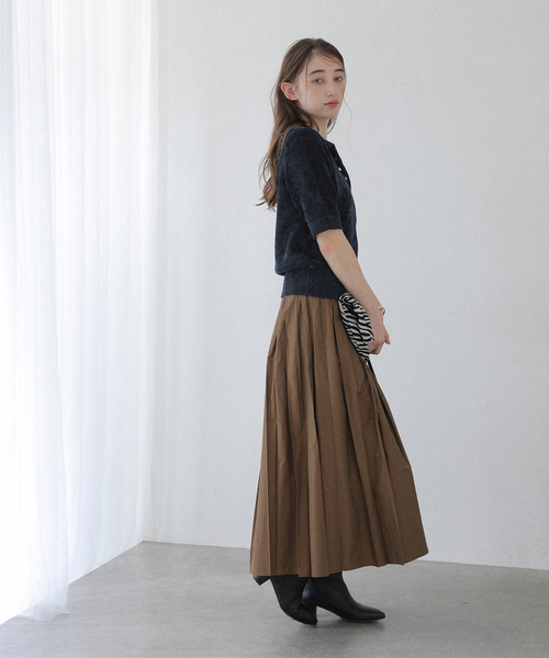 La TOTALITE（ラトータリテ）の「【洗える】ベロアハーフスリーブニット（ニット/セーター・レディース・ベージュ/ネイビー/ブラウン・FREE）」の20枚目の写真