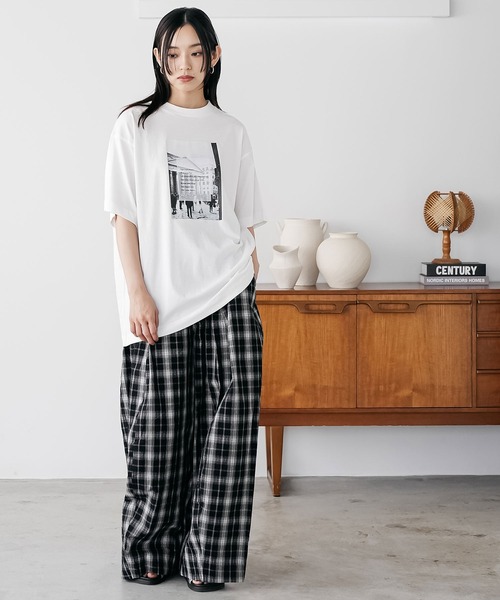 mili an deni(ミリアンデニ)の「チェックワイドパンツ(その他パンツ・レディース・ブラック/オフホワイト・M)」の8枚目の写真
