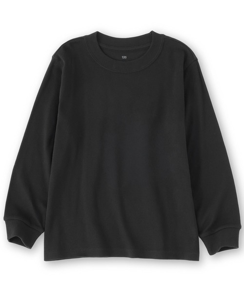 無印良品（ムジルシリョウヒン）の「キッズ　両面起毛クルーネック長袖Ｔシャツ（Tシャツ/カットソー・キッズ・ブラック/ブラック系/ネイビー系/ライトグリーン系/グレー系/オフホワイト・150/140/130/120/110）」の2枚目の写真