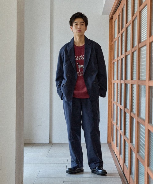 niko and...（ニコアンド）の「ワイドダブルブレストジャケット（テーラードジャケット・メンズ・ベージュ/ネイビー・MEDIUM/LARGE）」の3枚目の写真