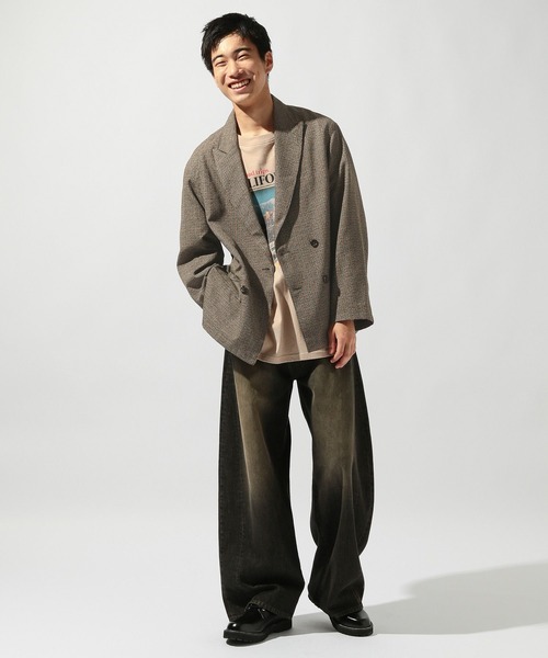 niko and...（ニコアンド）の「ワイドダブルブレストジャケット（テーラードジャケット・メンズ・ベージュ/ネイビー・MEDIUM/LARGE）」の9枚目の写真