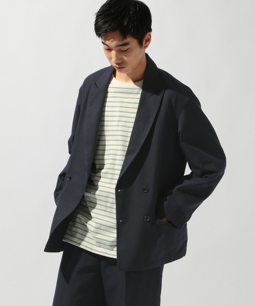 niko and...（ニコアンド）の「ワイドダブルブレストジャケット（テーラードジャケット・メンズ・ベージュ/ネイビー・MEDIUM/LARGE）」の14枚目の写真