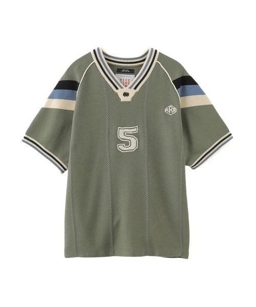 RICE NINE TEN(ライスナインテン)の「RICE NINE TEN KNITING GAME SHIRT KN-SSOC(ニット/セーター・メンズ・カーキ・2)」の2枚目の写真