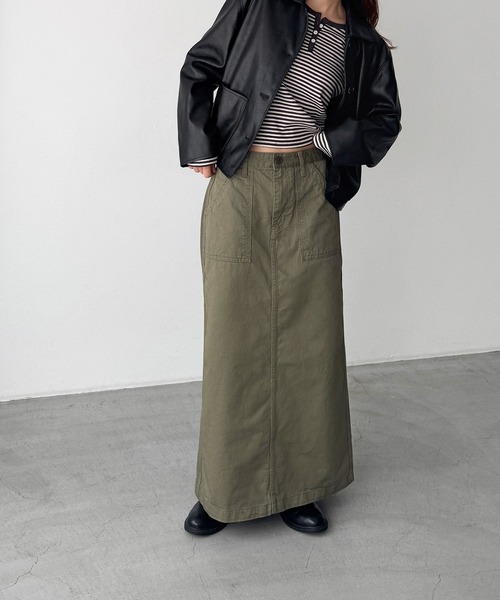 CANAL JEAN(キャナルジーン)の「HARING ベイカーロングスカート(スカート・レディース・カーキ・MEDIUM/SMALL)」の1枚目の写真