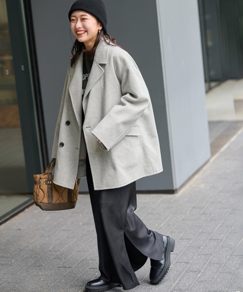 JOURNAL STANDARD relume（ジャーナルスタンダード　レリューム）の「ウールカシミヤテーラードコート（その他アウター・レディース・ライトグレー/ネイビー・38/36）」の2枚目の写真