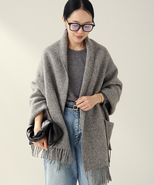 plage（プラージュ）の「LAPUAN KANKURIT / ラプアンカンクリ POCKET SHAWL UNI ショール（ストール/ショール・レディース・グレー/ダークブルー・FREE）」の3枚目の写真