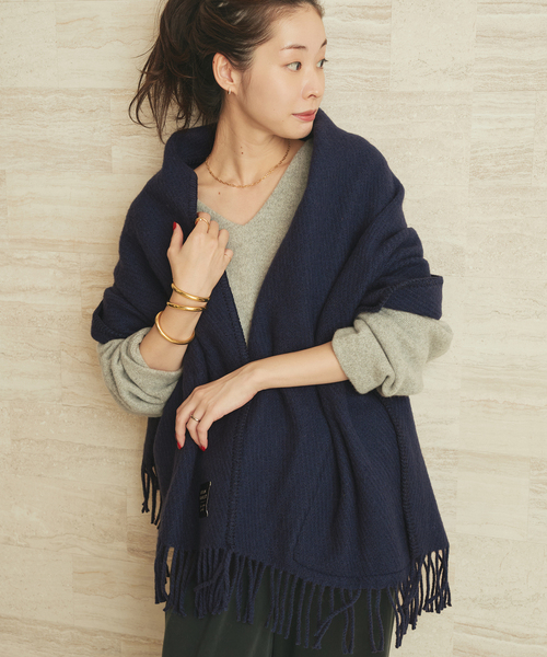 plage（プラージュ）の「LAPUAN KANKURIT / ラプアンカンクリ POCKET SHAWL UNI ショール（ストール/ショール・レディース・グレー/ダークブルー・FREE）」の7枚目の写真