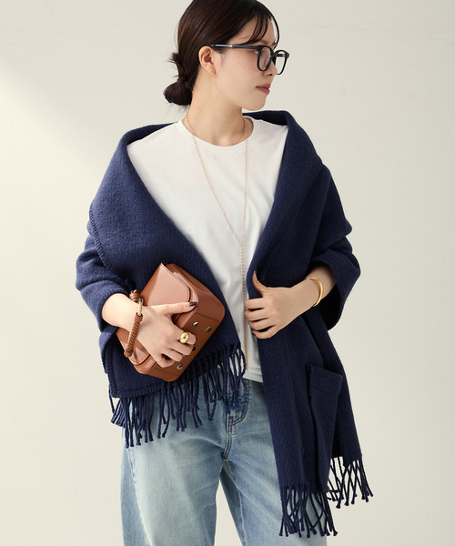 plage（プラージュ）の「LAPUAN KANKURIT / ラプアンカンクリ POCKET SHAWL UNI ショール（ストール/ショール・レディース・グレー/ダークブルー・FREE）」の22枚目の写真