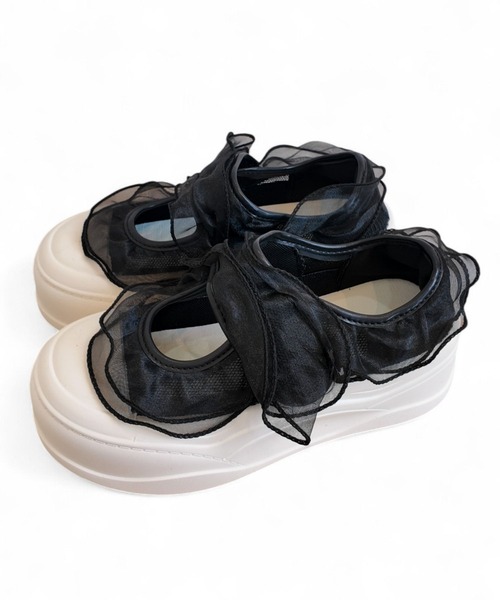 Sugar Sugar（シュガーシュガー）の「シアー デザイン スニーカー【SUGAR SUGAR シュガーシュガー】9209 軽量 スニーカー 軽い  メッシュニット（スニーカー・レディース・ブラック/グレー/アイボリー・LL/S/M/L）」の6枚目の写真