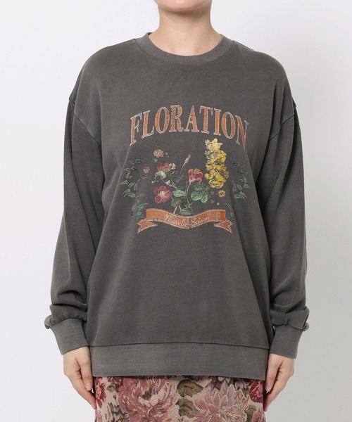 mysty woman（ミスティウーマン）の「ピグメントフラワー裏毛スウェット 581998（スウェット・レディース・チャコールグレー/アイボリー/ブラウン・FREE）」の8枚目の写真