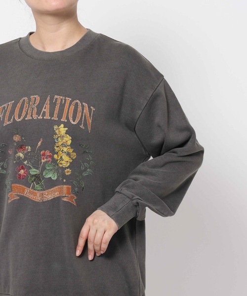 mysty woman（ミスティウーマン）の「ピグメントフラワー裏毛スウェット 581998（スウェット・レディース・チャコールグレー/アイボリー/ブラウン・FREE）」の12枚目の写真