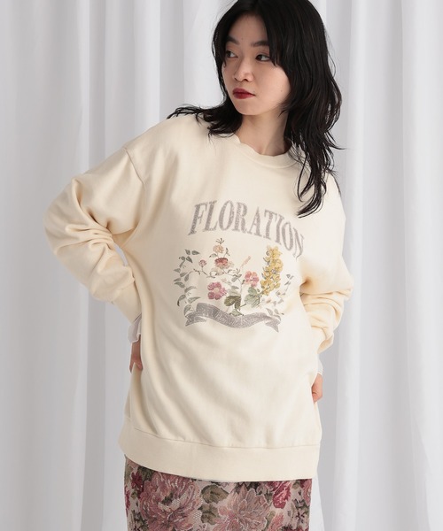 mysty woman（ミスティウーマン）の「ピグメントフラワー裏毛スウェット 581998（スウェット・レディース・チャコールグレー/アイボリー/ブラウン・FREE）」の21枚目の写真