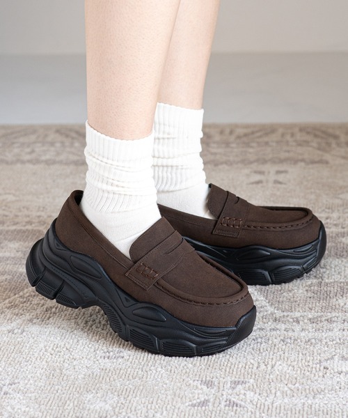 JELLY BEANS(ジェリービーンズ)の「スニーカーソールローファー(210-55384)JELLY BEANS(ジェリービーンズ)(ローファー・レディース・ブラック/ダークブラウン/ブラック系・S/L/M/LL)」の3枚目の写真