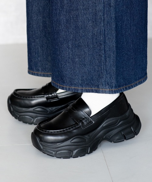 JELLY BEANS(ジェリービーンズ)の「スニーカーソールローファー(210-55384)JELLY BEANS(ジェリービーンズ)(ローファー・レディース・ブラック/ダークブラウン/ブラック系・S/L/M/LL)」の1枚目の写真