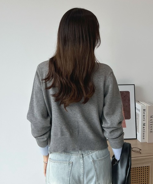 Futier land(フューティアランド)の「【新色追加】レイヤード風ロゴニットトップス(ニット/セーター・レディース・ブラウン/レッド/ネイビー/グレー/チャコールグレー/グリーン・MEDIUM/LARGE)」の9枚目の写真