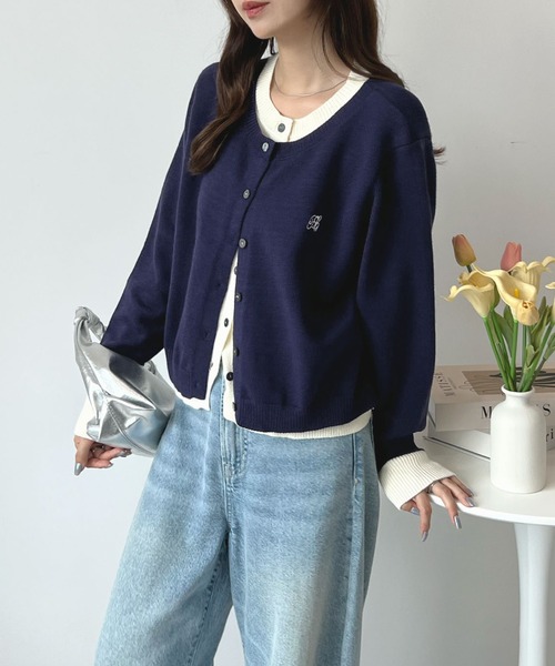 Futier land(フューティアランド)の「【新色追加】レイヤード風ロゴニットトップス(ニット/セーター・レディース・ブラウン/レッド/ネイビー/グレー/チャコールグレー/グリーン・MEDIUM/LARGE)」の17枚目の写真