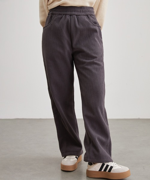 セール】裏起毛 ソリッドカラー コーデュロイ クロップド イージー