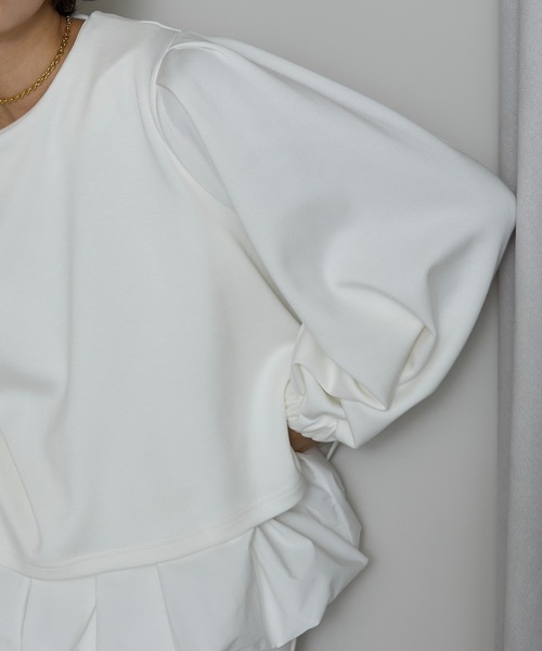 SOTT(ソット)の「【2点set】裾異素材バルーンタンク&ボリューム袖プルオーバー(アンサンブル・レディース・アイボリー/ブラック・FREE)」の8枚目の写真