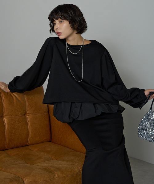 SOTT(ソット)の「【2点set】裾異素材バルーンタンク&ボリューム袖プルオーバー(アンサンブル・レディース・アイボリー/ブラック・FREE)」の10枚目の写真