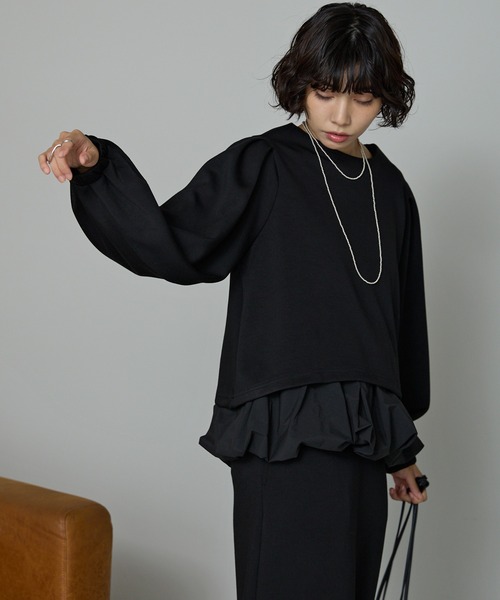 SOTT(ソット)の「【2点set】裾異素材バルーンタンク&ボリューム袖プルオーバー(アンサンブル・レディース・アイボリー/ブラック・FREE)」の11枚目の写真