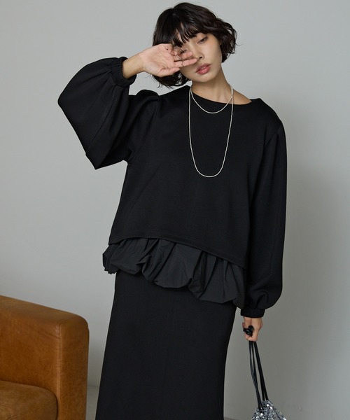 SOTT(ソット)の「【2点set】裾異素材バルーンタンク&ボリューム袖プルオーバー(アンサンブル・レディース・アイボリー/ブラック・FREE)」の12枚目の写真