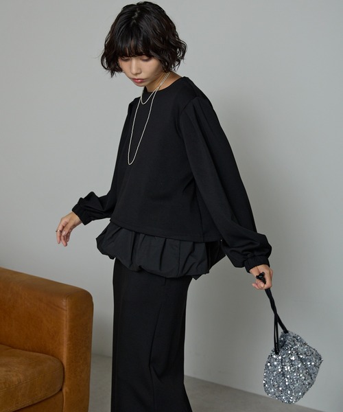 SOTT(ソット)の「【2点set】裾異素材バルーンタンク&ボリューム袖プルオーバー(アンサンブル・レディース・アイボリー/ブラック・FREE)」の13枚目の写真