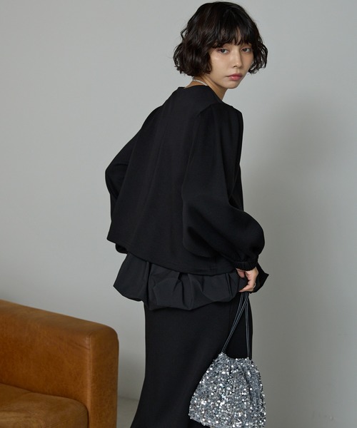 SOTT(ソット)の「【2点set】裾異素材バルーンタンク&ボリューム袖プルオーバー(アンサンブル・レディース・アイボリー/ブラック・FREE)」の14枚目の写真