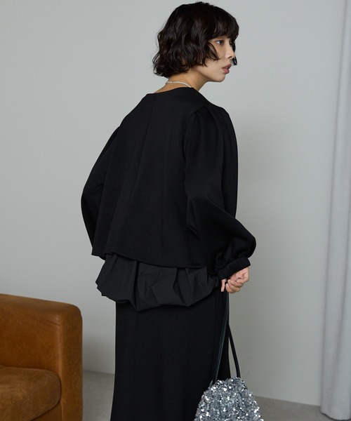 SOTT(ソット)の「【2点set】裾異素材バルーンタンク&ボリューム袖プルオーバー(アンサンブル・レディース・アイボリー/ブラック・FREE)」の15枚目の写真