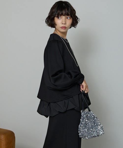 SOTT(ソット)の「【2点set】裾異素材バルーンタンク&ボリューム袖プルオーバー(アンサンブル・レディース・アイボリー/ブラック・FREE)」の16枚目の写真