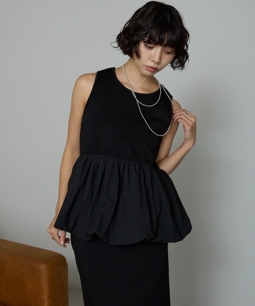 SOTT(ソット)の「【2点set】裾異素材バルーンタンク&ボリューム袖プルオーバー(アンサンブル・レディース・アイボリー/ブラック・FREE)」の18枚目の写真