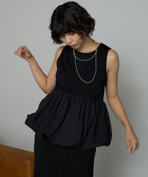 SOTT(ソット)の「【2点set】裾異素材バルーンタンク&ボリューム袖プルオーバー(アンサンブル・レディース・アイボリー/ブラック・FREE)」の20枚目の写真