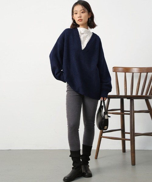 ReRe(リリ)の「裏起毛デニムスキニーパンツ(デニムパンツ・レディース・チャコール/ライトブルー/ブラック/ブルー・MEDIUM/LARGE/X-LARGE/XX-LARGE/SMALL)」の22枚目の写真