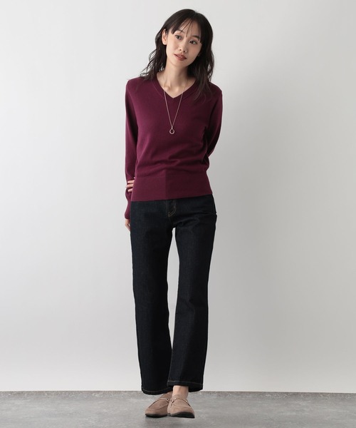 FOUND GOOD（ファウンドグッド）の「メンカシミヤVネックニット（ニット/セーター・レディース・レッド系8/ベージュ/グレー系2/ブラック・L/M）」の18枚目の写真