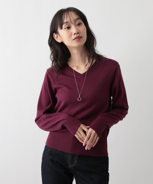 FOUND GOOD（ファウンドグッド）の「メンカシミヤVネックニット（ニット/セーター・レディース・レッド系8/ベージュ/グレー系2/ブラック・L/M）」の19枚目の写真