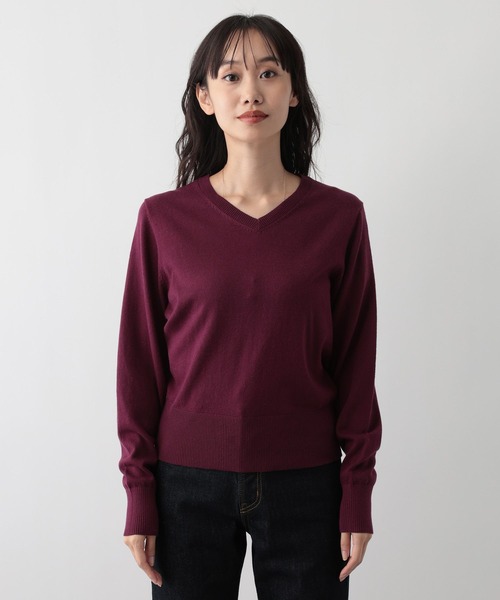 FOUND GOOD（ファウンドグッド）の「メンカシミヤVネックニット（ニット/セーター・レディース・レッド系8/ベージュ/グレー系2/ブラック・L/M）」の21枚目の写真