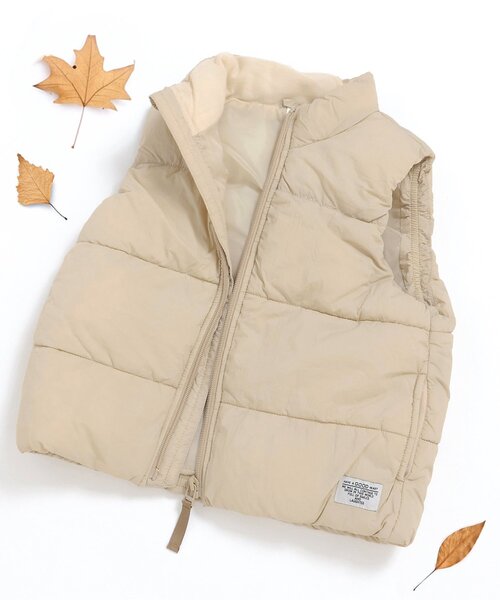   ベージュ ダウンベスト SHIPS any: ナイロン スタンドカラー ダウン ベスト （ダウン