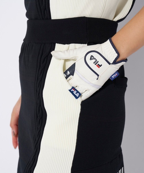 FILA GOLF(フィラゴルフ )の「【FILAGOLF/フィラゴルフ】レディースニットスカート|細見えバイカラー切替・後裾フレア|ニットアップコーデ ゴルフ(スカート・レディース・オフホワイト/ブラック・LARGE/MEDIUM)」の19枚目の写真