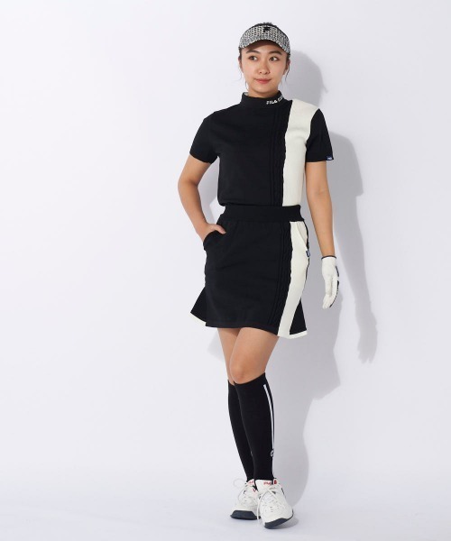FILA GOLF(フィラゴルフ )の「【FILAGOLF/フィラゴルフ】レディースニットスカート|細見えバイカラー切替・後裾フレア|ニットアップコーデ ゴルフ(スカート・レディース・オフホワイト/ブラック・LARGE/MEDIUM)」の21枚目の写真